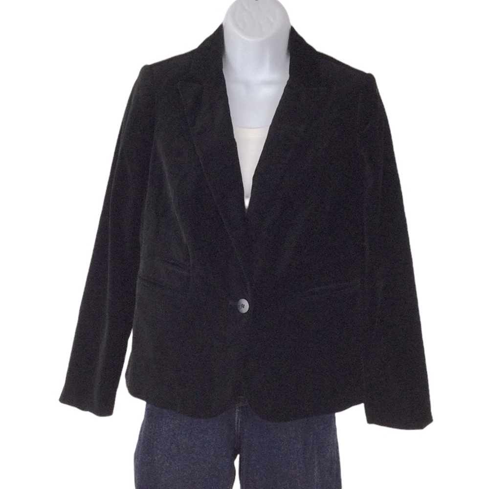 The Limited Black Velour One Button Blazer Sz MP